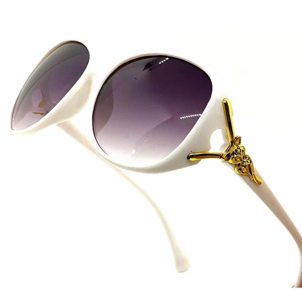 Trendy Sunglasses Oversized White Frame Stylish UV400 Fashion Women Female Fancy